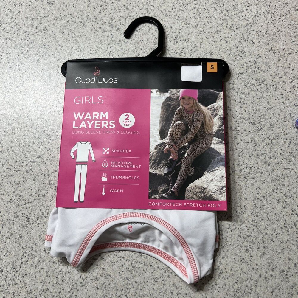 Cuddl Duds Small 6/6x Girls Warm Layers Long Sleeve Crew Leggings 2 Piece NWT